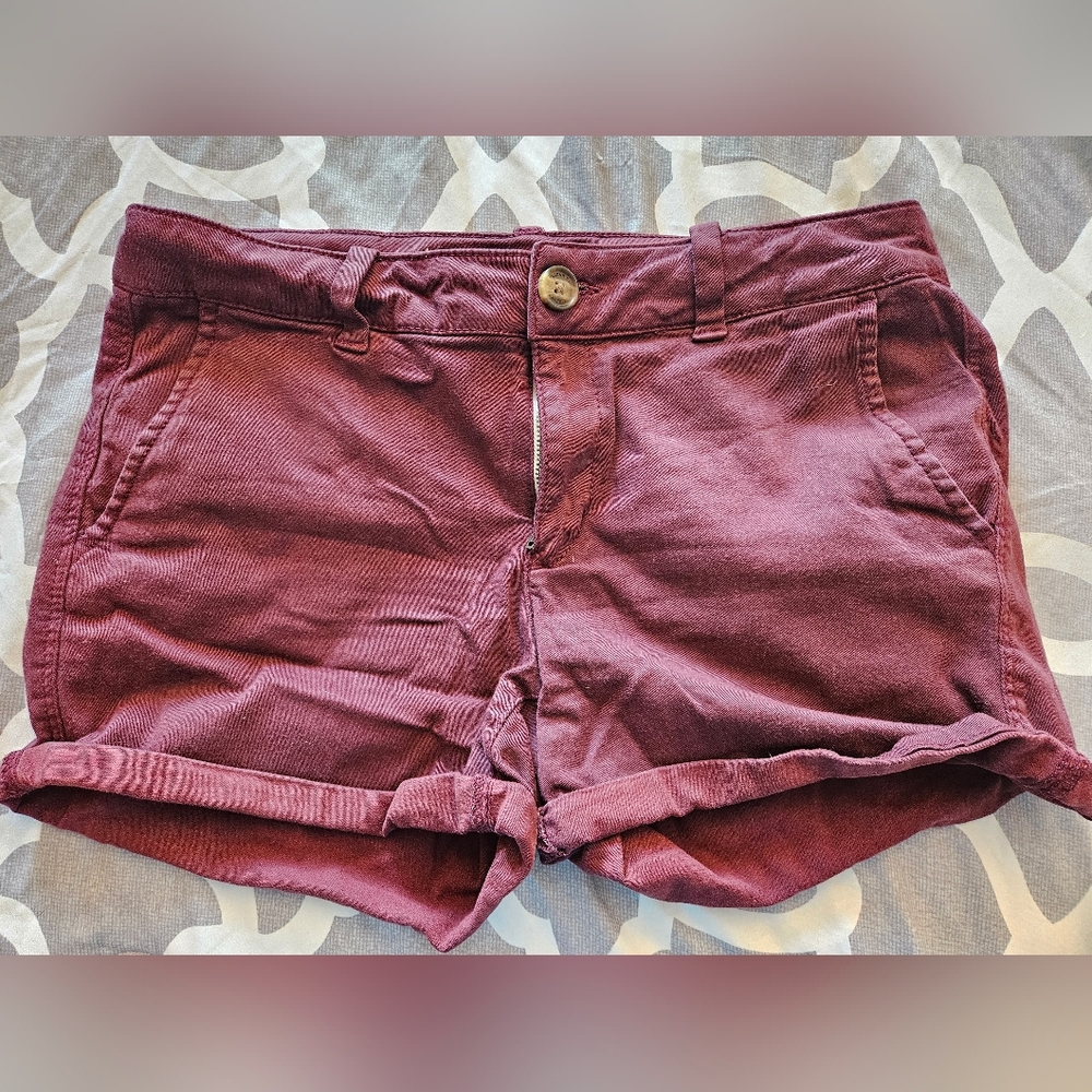 American Eagle Outfitters High Waist Maroon Shorts